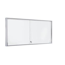 eurokraft pro Vitrine d'affichage avec cadre alu et portes coulissantes, 27 x format A4, l x h x p 1970 x 970 x 50 mm, cadre à angles arrondis