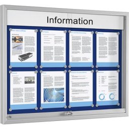 Vitrine à portes coulissantes, pour 8 x format A4, bleu gentiane