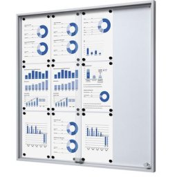 eurokraft pro Vitrine d'affichage à portes coulissantes, l x h x p ext. 906 x 947 x 50 mm, fond métallique