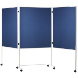 Tableau de conférence mobile, habillage tissu, bleu, h x l x p 1800 x 2800 x 500 mm, trois parties