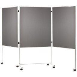 Tableau de conférence mobile, habillage tissu, gris, h x l x p 1800 x 2800 x 500 mm, trois parties