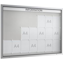 Vitrine d'affichage à porte battante, pour l'extérieur, cadre rectangulaire, 21 x format A4