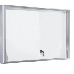 eurokraft pro Vitrine d'affichage avec cadre alu et portes coulissantes, 8 x format A4, l x h x p 910 x 670 x 50 mm, cadre à angles droits