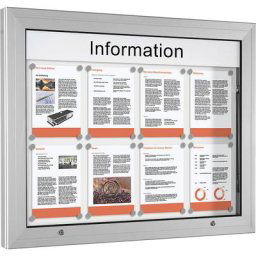 Vitrine d'affichage, ouverture porte 90° vers le haut, pour format A1, paroi arrière blanc pur