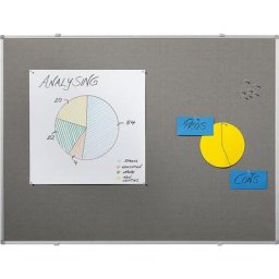 eurokraft basic Tableau à épingles, habillage tissu gris, l x h 900 x 600 mm
