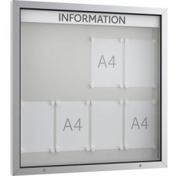 Vitrine d'affichage à porte battante, pour l'extérieur, cadre rectangulaire, 8 x format A4