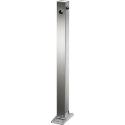 Potelet en inox, à tête plate, platine à cheviller au sol, 70 x 70 mm, rabattable, serrure triangulaire