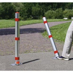 Potelet en tube rond d'aluminium, verrouillable, sans pédale, serrure pompier