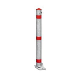 Potelet en tube rond d'aluminium, verrouillable, avec pédale et verrouillage automatique, serrure à cylindre