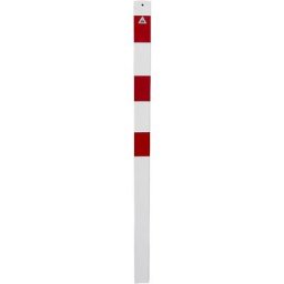 Potelet de délimitation, 70 x 70 mm, blanc / rouge, à sceller dans du béton, sans œillet