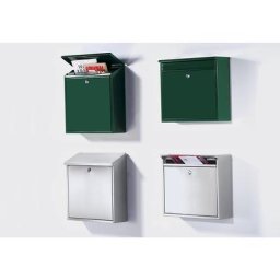 Boîte aux lettres, avec toit incliné relevable, h x l x p 370 x 370 x 115 mm, inox