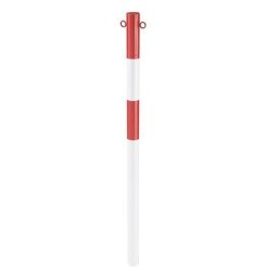 Potelet en tube d'acier, à sceller dans du béton, Ø 60 mm, rouge/blanc, galvanisé et laqué
