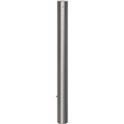 Potelet en inox, à tête plate, douille de sol à sceller dans du béton, Ø 102 mm, cylindre profilé