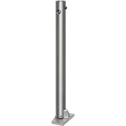 Potelet en inox, à tête plate, platine à cheviller au sol, Ø 76 mm, rabattable, serrure triangulaire