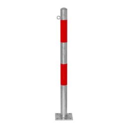 Potelet de délimitation, à cheviller au sol, Ø 60 mm, galvanisé à chaud / réfléchissant rouge, 1 œillet