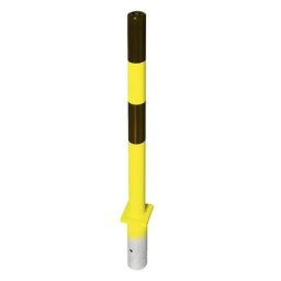 Potelet de délimitation en acier, à sceller dans du béton, Ø 76 mm, noir-jaune, 1 œillet pour chaîne