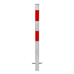 Potelet de délimitation, à sceller dans du béton, 70 x 70 mm, galvanisé à chaud / réfléchissant rouge