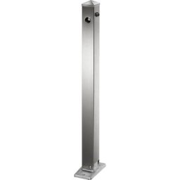 Potelet en inox, à tête pointue, à cheviller au sol, 70 x 70 mm, rabattable, serrure triangulaire