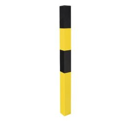 Potelet de délimitation, à sceller dans du béton, 70 x 70 mm, peint noir-jaune, 1 œillet