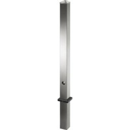 Potelet en inox, à tête pointue, à sceller dans du béton avec douille de sol, 70 x 70 mm, serrure triangulaire