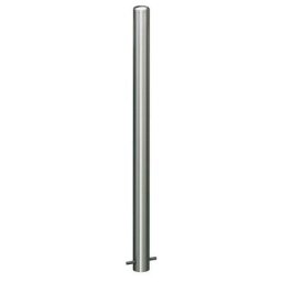 Potelet en inox, avec embout, à sceller dans du béton avec dispositif d'ancrage au sol, Ø 76 mm