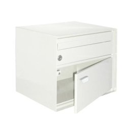 Boîte aux lettres, l x h x p 390 x 315 x 310 mm, tôle d'acier peinte époxy, blanc trafic