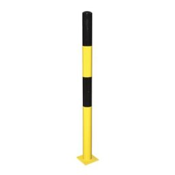Potelet de délimitation, à cheviller au sol, Ø 60 mm, peint noir-jaune, 1 œillet