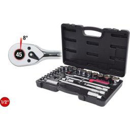 KS Tools Jeu de clés à douilles 1/2'' CHROMEplus, 28 éléments, FlankTraction