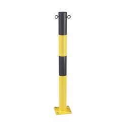 Potelet en tube d'acier, à cheviller au sol, Ø 76 mm, jaune/noir, galvanisé et laqué
