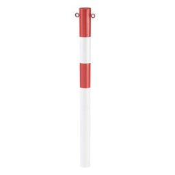 Potelet en tube d'acier, à sceller dans du béton, Ø 76 mm, rouge/blanc, galvanisé et laqué
