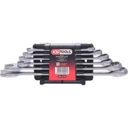KS Tools Jeu de clés plates polygonales en acier inoxydable, position des fourches à 15°, 6 éléments