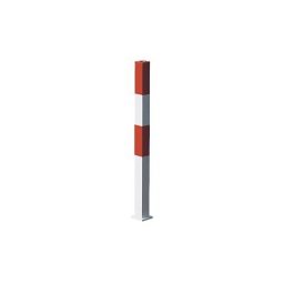 Potelet de délimitation en acier, à cheviller, 70 x 70 mm, rouge-blanc