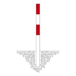 Potelet de délimitation, à sceller dans du béton, Ø 76 mm, peint rouge-blanc, 2 œillets