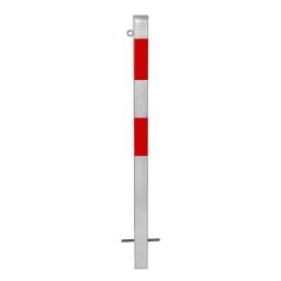 Potelet de délimitation, à sceller dans du béton, 70 x 70 mm, galvanisé à chaud / réfléchissant rouge, 1 œillet
