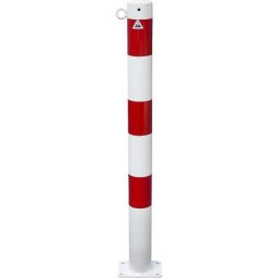 Potelet de délimitation, Ø 76 mm, blanc / rouge, à cheviller, avec 1 œillet
