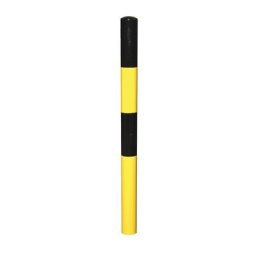 Potelet de délimitation, à sceller dans du béton, Ø 76 mm, peint noir-jaune, 1 œillet