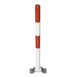 Potelet de délimitation en acier, à cheviller au sol, Ø 60 mm, rouge-blanc