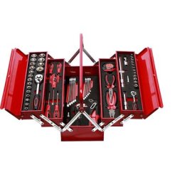 Mallette à outils, outils compris, 86 outils bien rangés dans des compartiments en mousse, dispositif pour cadenas
