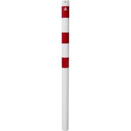 Potelet de délimitation, Ø 76 mm, blanc / rouge, à sceller dans du béton, sans œillet