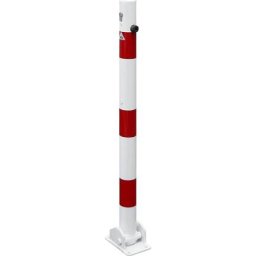Potelet de délimitation, Ø 60 mm, blanc / rouge, rabattable, avec cylindre profilé, sans œillet