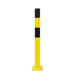 Potelet de délimitation, à cheviller au sol, Ø 90 mm, peint noir-jaune, 1 œillet