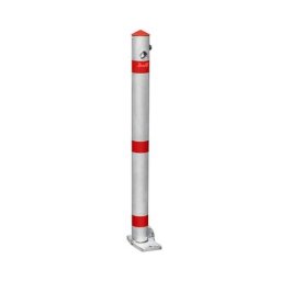 Potelet en tube d'acier, rabattable, avec platine, rond, Ø 76 mm