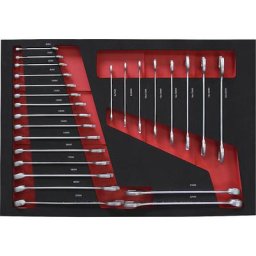 Kit d'outils avec compartiment en mousse bicolore, jeu de clés plates et polygonales, pour l x p 570 x 410 mm, 25 éléments
