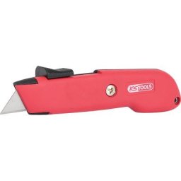 KS Tools Cutter de sécurité universel à retour de lame automatique, avec lame trapézoïdale, longueur 145 mm
