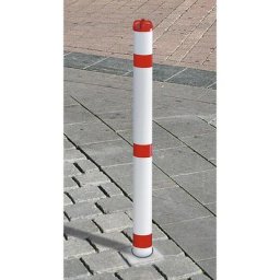 Potelet en plastique, avec manchon, amovible, avec œillets pour chaîne