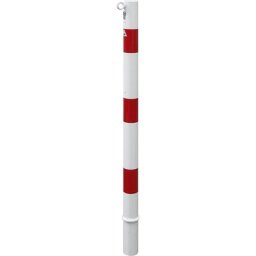 Potelet de délimitation, Ø 60 mm, blanc / rouge, amovible, avec cylindre profilé, avec 1 œillet