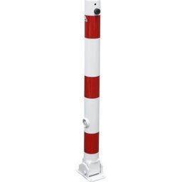 Potelet de délimitation, Ø 76 mm, blanc / rouge, rabattable, sans œillet
