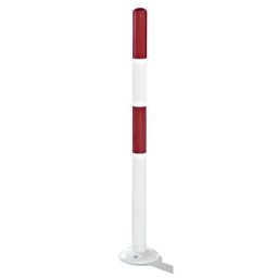 Potelet en tube d'acier rond, blanc / rouge, à cheviller, Ø 76 mm