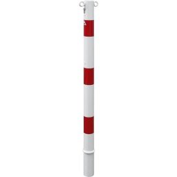 Potelet de délimitation, Ø 60 mm, blanc / rouge, amovible, avec cylindre profilé, avec 2 œillets