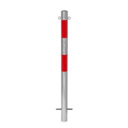Potelet de délimitation, à sceller dans du béton, Ø 90 mm, galvanisé à chaud / réfléchissant rouge, 2 œillets